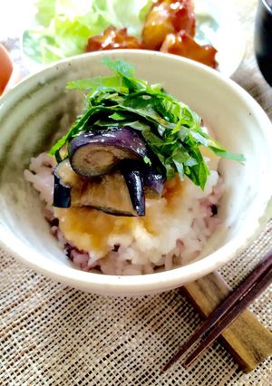 一人ランチにも！簡単なすびの揚げ浸し丼-レシピのメイン写真