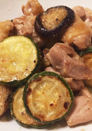 夏野菜と鶏肉のマヨ醤油炒め-レシピのメイン写真