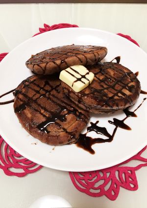 チョコと豆腐でモチモチホットケーキ！-レシピのメイン写真