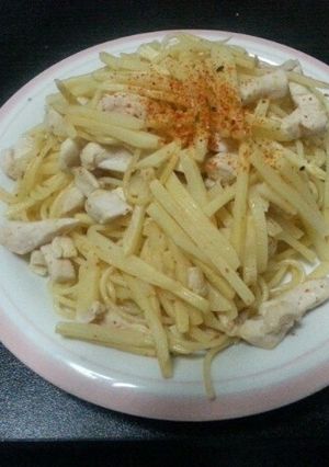 タケノコ&鶏肉パスタ　塩と七味-レシピのメイン写真