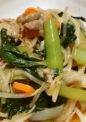小松菜と豚肉のピリ辛オイスターソース炒め-レシピのメイン写真