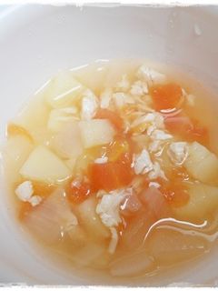 離乳食完了期ささみじゃがいもトマトスープ-レシピのメイン写真
