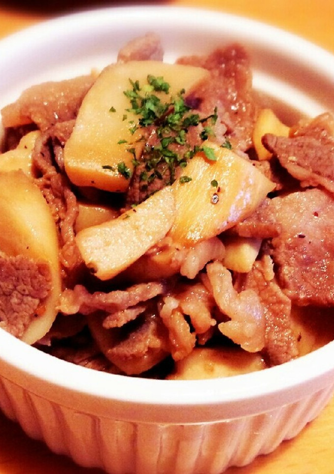 エリンギと牛コマ肉のバターしょう油炒め♡-レシピのメイン写真