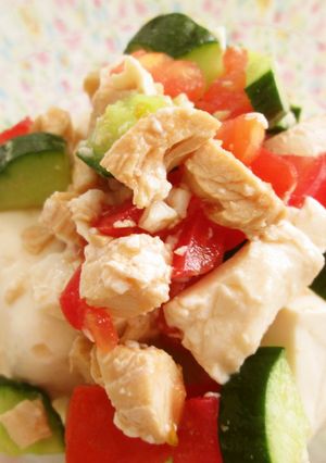 とうふ・夏野菜・ささみのからしぽんずがけ-レシピのメイン写真