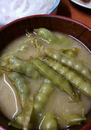 ぱんぱん絹さや味噌汁-レシピのメイン写真
