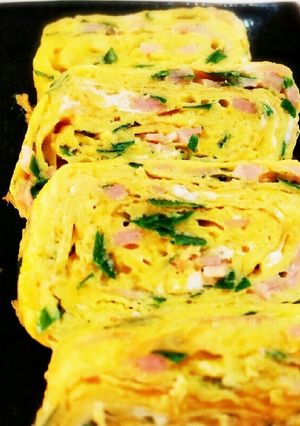 ハムにら玉子焼き-レシピのメイン写真