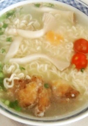 唐揚げエリンギと一緒に、塩ラーメンランチ-レシピのメイン写真