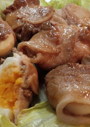 簡単クルッと甘辛♪豚バラ巻ゆで卵-レシピのメイン写真