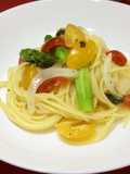 トマトとアスパラの冷製パスタ
