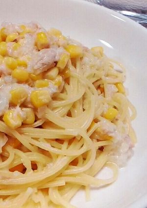 コーンとツナのチーズクリームパスタ-レシピのメイン写真
