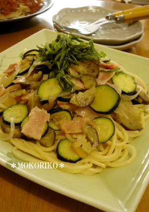 ズッキーニとナス、ベーコンの和風パスタ-レシピのメイン写真