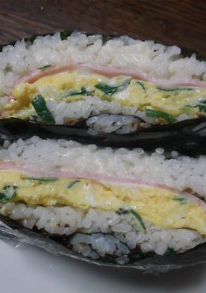 おにぎらず（ニラ玉とハム）-レシピのメイン写真