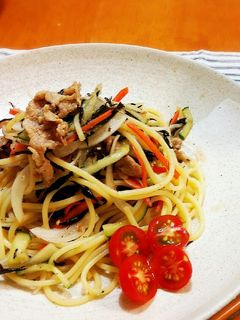ひじきと豚しゃぶの冷製パスタ!-レシピのメイン写真