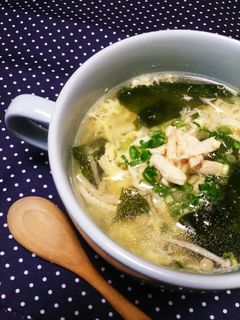 鶏むね肉とワカメの卵とじスープ-レシピのメイン写真