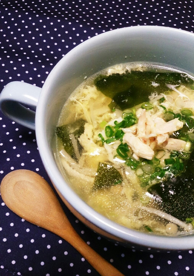 鶏むね肉とワカメの卵とじスープ-レシピのメイン写真