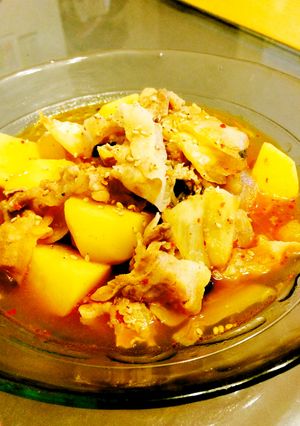 キムチと麺つゆで〜簡単ジャガイモ煮-レシピのメイン写真