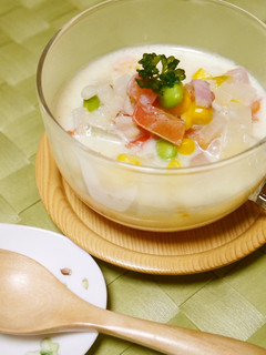 押し麦と夏野菜の豆乳スープ-レシピのメイン写真