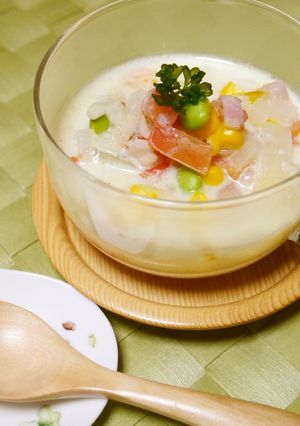 押し麦と夏野菜の豆乳スープ-レシピのメイン写真