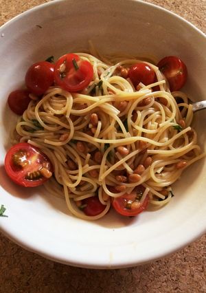 適当簡単!トマトと納豆とシソの冷製パスタ-レシピのメイン写真