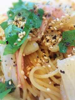 ランチ→梅と麺つゆでサッパリ長芋パスタ♡-レシピのメイン写真
