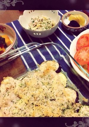 ナス、ズッキーニと鶏肉のパン粉焼き-レシピのメイン写真