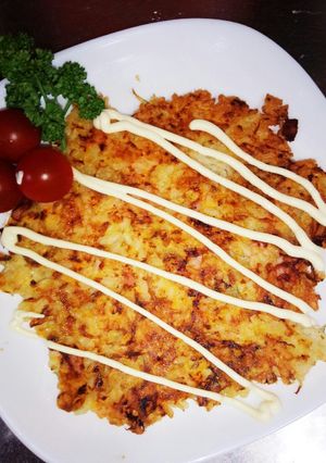 ランチに♪　ご飯のパリパリ平ら焼き-レシピのメイン写真