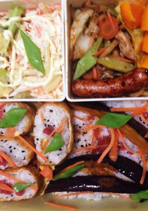ケチャップ茄子と☆稲荷のお弁当-レシピのメイン写真