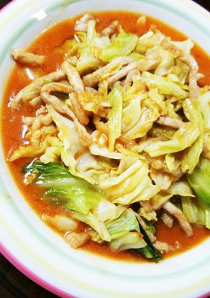 細切り豚肉とキャベツの辛味噌炒め-レシピのメイン写真