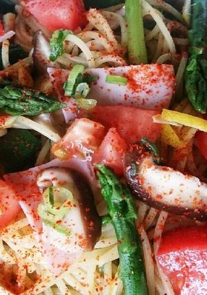 レモンと夏野菜のあっさりペペロンチーノ-レシピのメイン写真