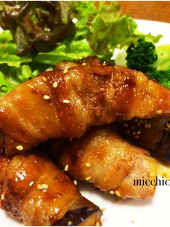 ナスの豚バラ巻き 生姜焼き風味!-レシピのメイン写真