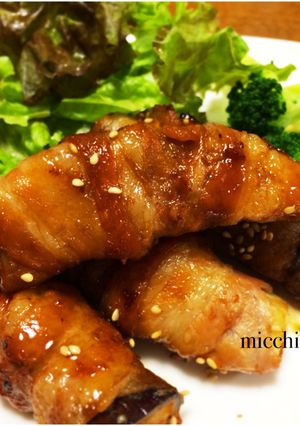 ナスの豚バラ巻き 生姜焼き風味！-レシピのメイン写真