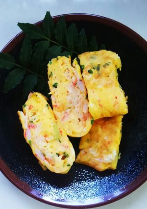 簡単ずぼらな卵焼き＊ カニカマねぎ入り☆-レシピのメイン写真
