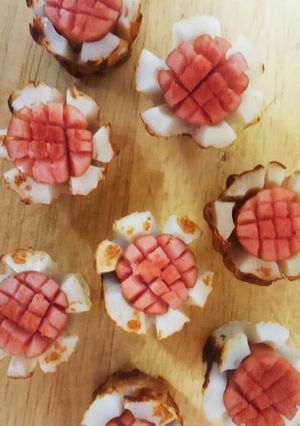 お弁当にピンクのお花❤焼ちくわウインナー-レシピのメイン写真