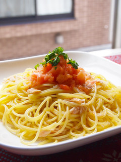 凍りトマト削りの冷製パスタ-レシピのメイン写真