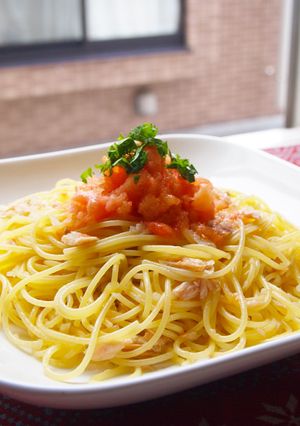 凍りトマト削りの冷製パスタ-レシピのメイン写真