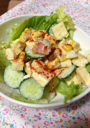 高野豆腐とコーンのコロコロサラダ-レシピのメイン写真