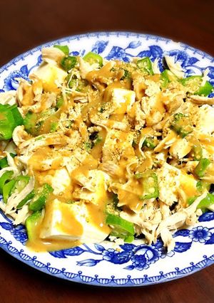 鳥ののささみとオクラと豆腐サラダ-レシピのメイン写真