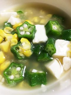 豆腐入り とうもろこしとオクラのスープ-レシピのメイン写真