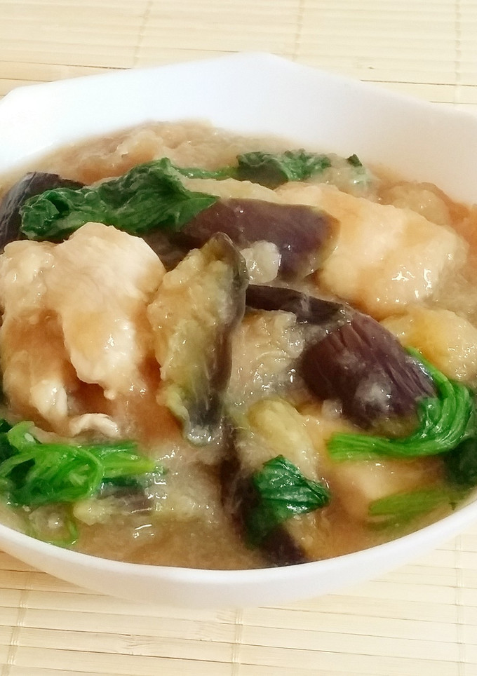 胸肉とナスとほうれん草の温冷おろし煮-レシピのメイン写真