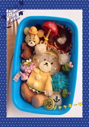 梅雨キャラ弁レインコート紫陽花ジャッキー-レシピのメイン写真