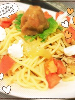 豚肉と梅しそのモチモチ冷製パスタ♡-レシピのメイン写真