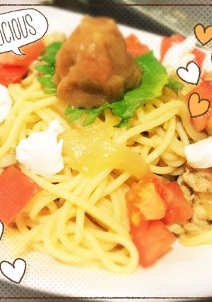 豚肉と梅しそのモチモチ冷製パスタ♡-レシピのメイン写真