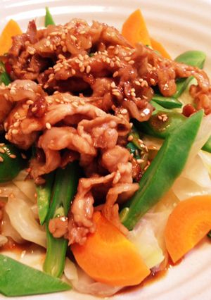わたしんちの 茹で野菜の豚のっけ♪-レシピのメイン写真