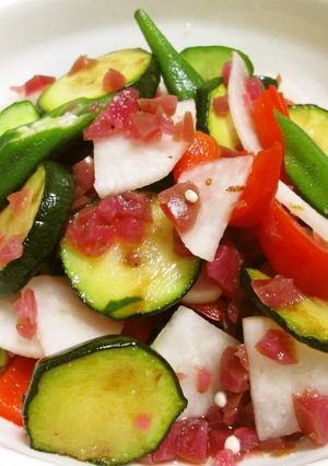 さっぱり！楽しい！野菜のカリカリ梅和え-レシピのメイン写真