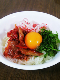 キムチとカニカマのピリ辛ぶっかけ素麺♪-レシピのメイン写真
