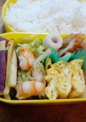 女子中学生弁当　サツマイモの塩キンピラ-レシピのメイン写真