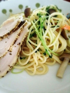 簡単!豆苗としめじのさっぱり和風パスタ-レシピのメイン写真