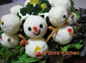 簡単クリスマスメニュ～雪だるまサラダ♪-レシピのメイン写真