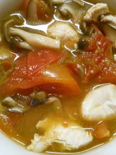 簡単トマトと鶏ささみ きのこの中華スープ-レシピのメイン写真