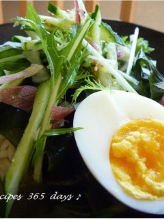 みょうがとキュウリ冷やしぶっかけ塩ラー麺-レシピのメイン写真